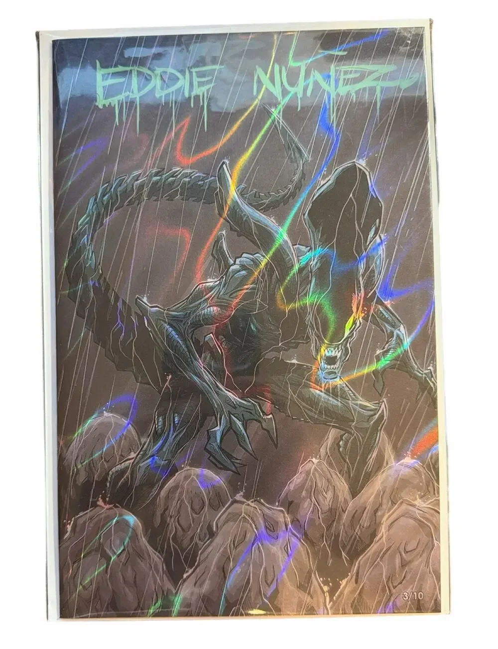 Alien Acid Rain Foil Art Comic Eddie Nunez Signed w/coa 3/10